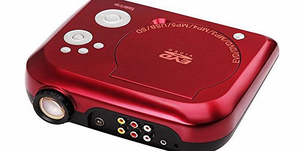 iBaste Home Theater Portable DVD Projector with TV Receiver PAL Ntsc Secam Sd MMC USB Red (Black)