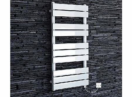 iBath 1000 x 450 mm Electric Heated Towel Rail White Flat Panel Bathroom Radiator