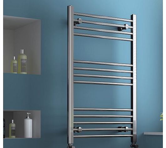 iBath 1000 x 600 mm Modern Heated Towel Rail Chrome Straight Ladder Bathroom Radiator