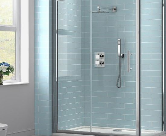 iBath 1000 x 760mm Designer Sliding Glass Door Shower Enclosure with Side Glass amp; Tray