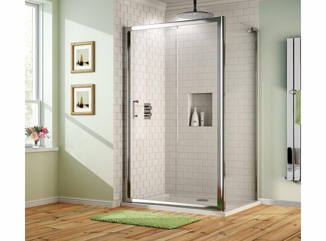 1000 x 760mm Sliding Glass Door Shower Enclosure with Acrylic Tray amp; Glass Side Panel Set