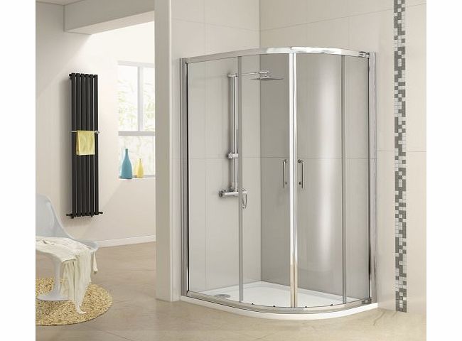 iBath 1000 x 800 mm Right Hand Offset Quadrant Glass Shower Enclosure and Tray Set