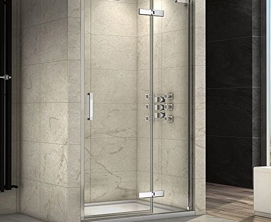 iBath 1000mm Luxury Hinge EasyClean Glass Shower Enclosure Cubicle Doors Set