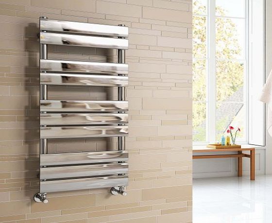 iBath 1000x450 mm Chrome Designer Flat Panel Towel Rail Radiator Heated Bathroom
