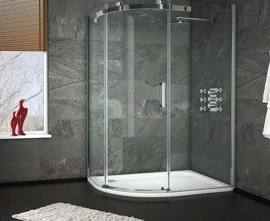 iBath 1200 x 900 mm Left Hand Offset Quadrant Easy Clean Shower Enclosure   Tray Set