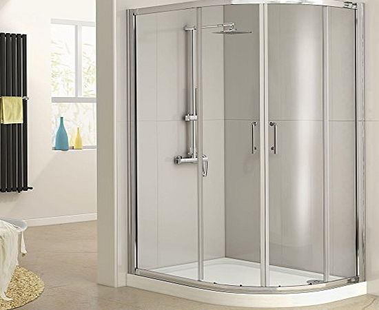 iBath 1200 x 900 Offset Right Hand Quadrant Glass Shower Enclosure   Plinth Tray Set