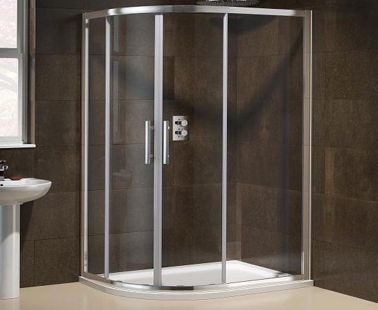 iBath 1200 x 900mm Designer Left Hand Offset Quadrant EasyClean Shower Enclosure and Tray Set