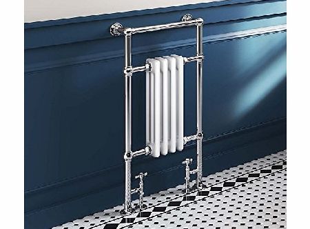 iBath 404 x 952 Traditional White Radiator Heated Victorian Chrome Bathroom Towel Rail