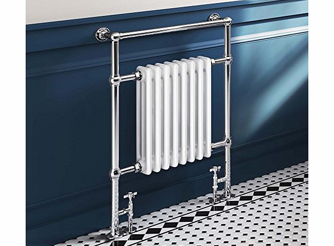 iBath 584 x 952 Traditional White Radiator Heated Victorian Chrome Bathroom Towel Rail