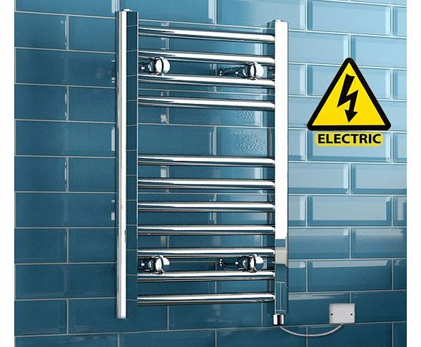 iBath 650 x 400 mm Electric Straight Towel Rail Radiator Chrome Heated Ladder