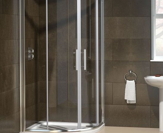 iBath 800 x 800 mm Modern Quadrant Easy Clean Glass Shower Enclosure with Tray Set