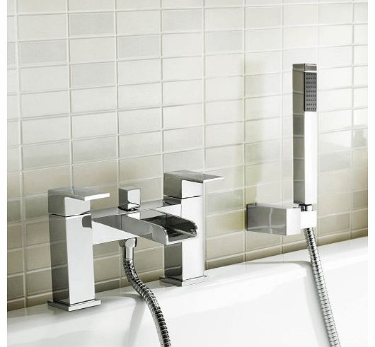 Chrome Waterfall Bath Filler Mixer Tap + Luxury Bathroom Hand Held Shower Head