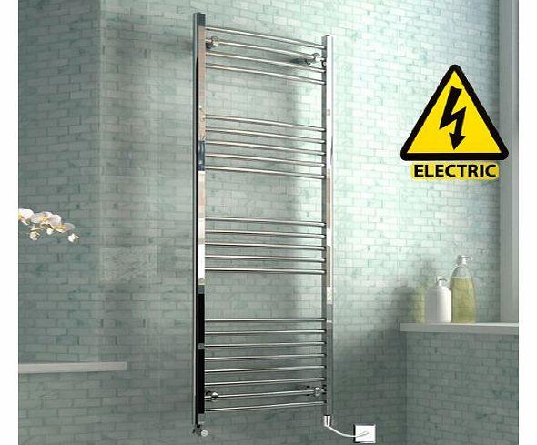 iBath Large 1600 x 600 mm Electric Curved Heated Towel Rail Radiator Chrome with Kit RE138