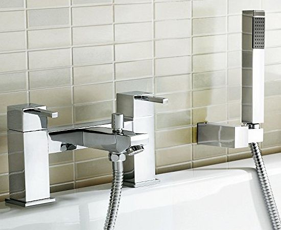 iBath Martin Bathroom Taps - Chrome Bath Filler Mixer Tap with Hand Held Shower Head