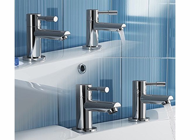 iBath Modern Chrome Twin Basin and Bath Filler Taps Set