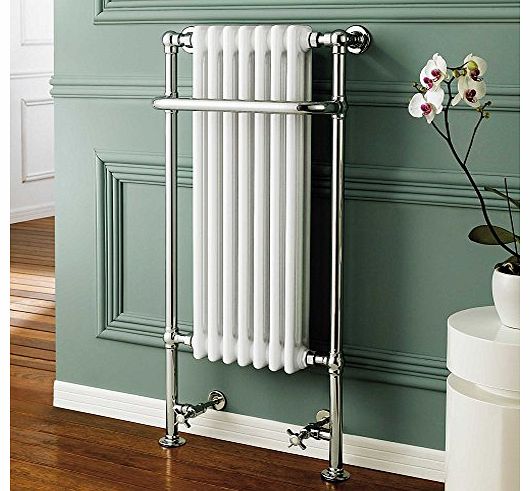 iBath Traditional White Radiator Heated Bathroom Chrome Towel Rail with 7 Columns RT10