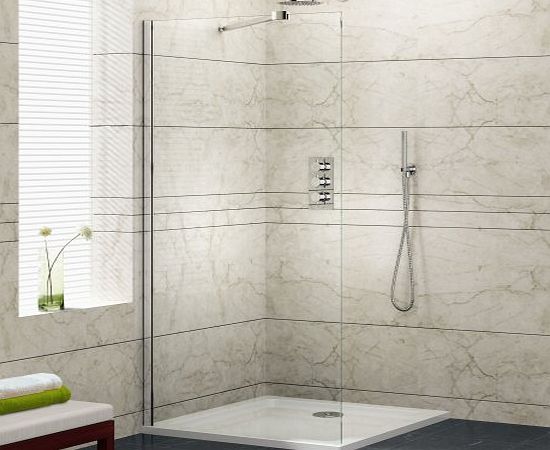 iBath Walk In Wet Room 1000mm Shower Enclosure Glass Screen   1000 x 700mm Stone Tray