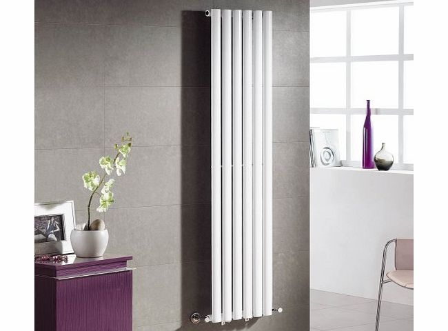 iBathUK 1600 x 360 mm Vertical Column Radiator White Oval Single Panel Designer Heater