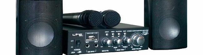 LTC Star-2 Complete PA System (Speakers, Amp, 2 x Mics, 200W, USB / SD Connectivity & Plays MP3s) - Black