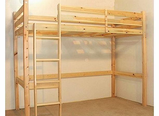 Loft Bunk Bed - Heavy Duty 3ft single wooden high sleeper bunkbed - CAN BE USED BY ADULTS