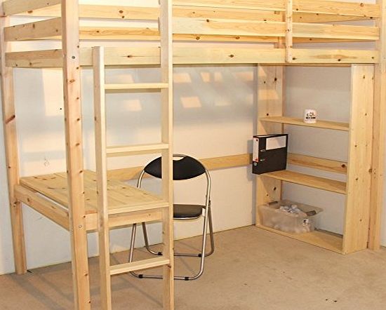 Study Bunk Bed - 3ft single work station bunkbed with table, chair and bookcase