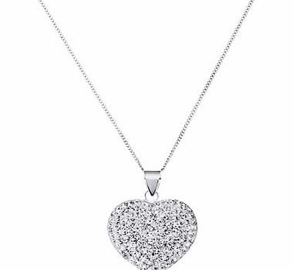 Ice Glitz Sterling Silver Crystal Dome Heart Pendant