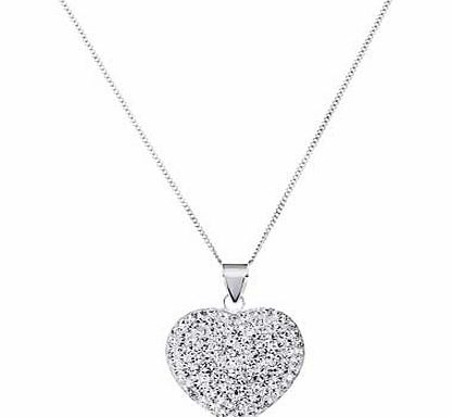 Glitz Sterling Silver Crystal Dome Heart Pendant