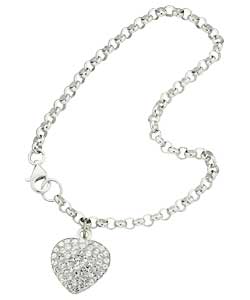 Ice Glitz Sterling Silver Crystal Heart Bracelet