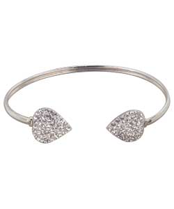 ice Glitz Sterling Silver Heart Torque Bangle