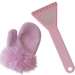 Ice Scraper and Furry Mitt