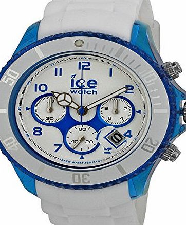 ICE-Watch Chrono Party Unisex Quartz Watch with White Dial Time Teacher Display and White Silicone Bracelet CH.WBE.BB.S.13