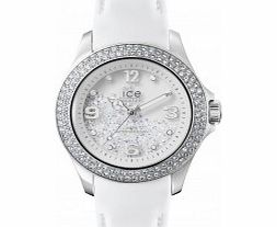 Ice-Watch Ladies Ice-Crystal White Leather Strap