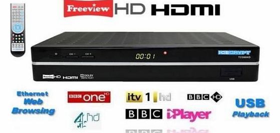 Icecrypt FREEVIEW HD SET TOP BOX RECEIVER HD CHANNELS 7 DAY EPG SCART HDMI BBC IPLAYER - USB MEDIA PLAYER
