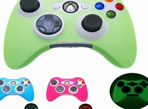 icolor GREEN GLOW in DARK Xbox 360 Game Controller Silicone Case Skin Protector Cover (Many Colors Availabl
