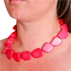 icon Chunky Wood Necklace - Coral
