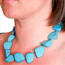 icon Chunky Wood Necklace - Turquoise