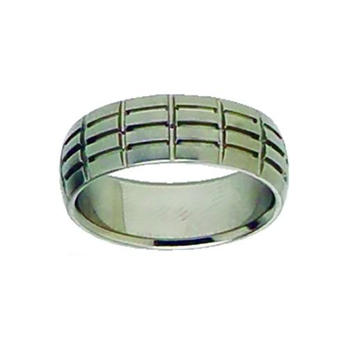 Icon Etched Grid Ring
