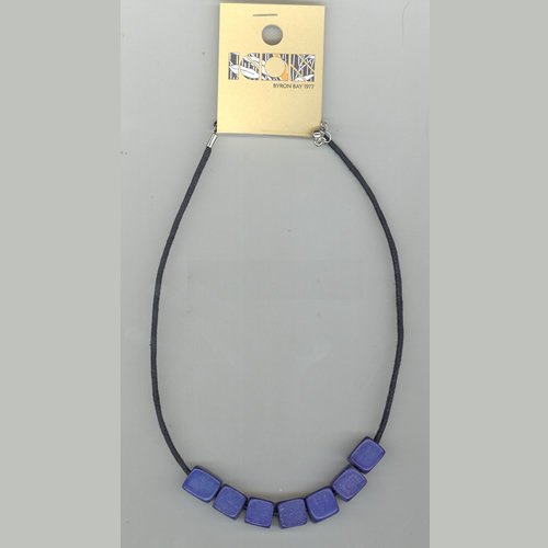 Ladies Icon 5 Cube Bead Necklace Blue
