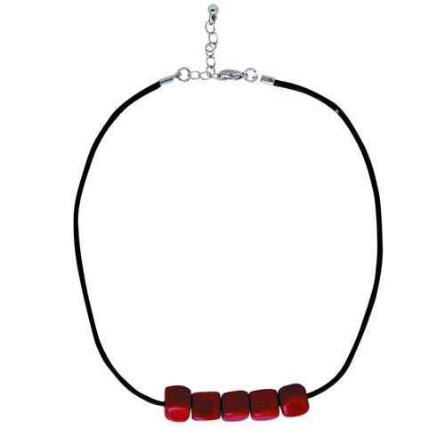 Icon Ladies Icon 5 Cube Bead Necklace Red