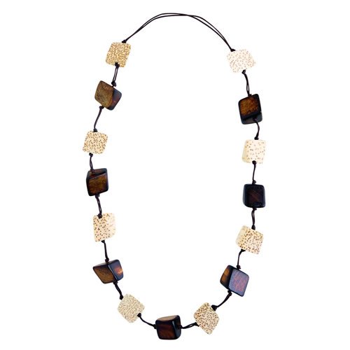 Icon Ladies Icon Burnt Wood Bead Necklace Bone