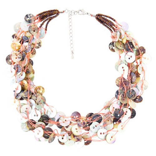 Icon Ladies Icon Button Necklace Brown