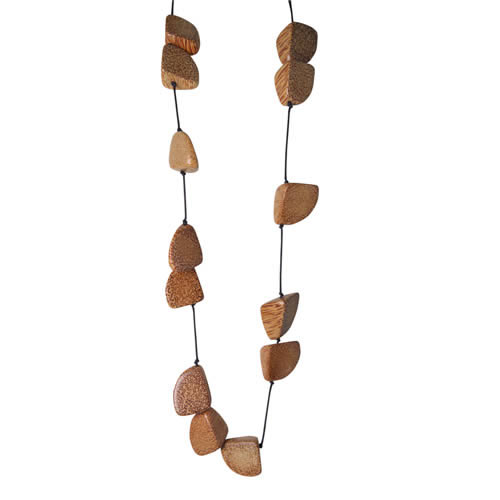 Icon Ladies Icon Cracked Bead Long Necklace Brown