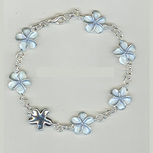 Ladies Icon Frangipani Chain Link Bracelet Blue