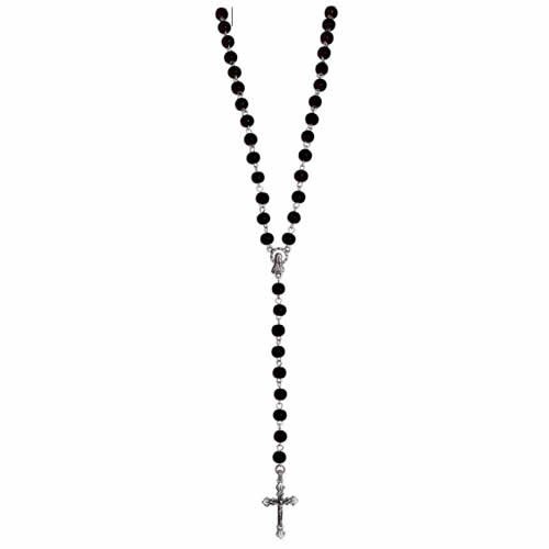 Icon Mens Icon Black Bead Cross Necklace Black