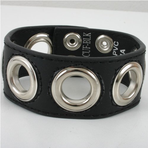 Icon Mens Icon Black Leather Cuff With Holes Black