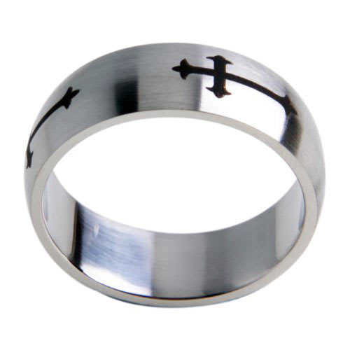 Icon Mens Icon Crucifix Etched Ring Na