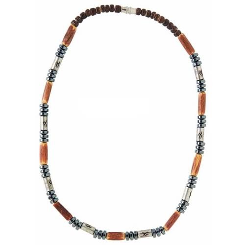 Icon Mens Icon Mixed Wood Metal Necklace N/a