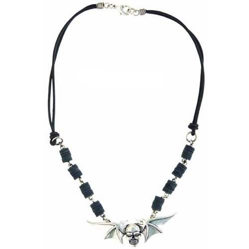 Icon Mens Icon Skull bat Wing Leather Necklace N/a