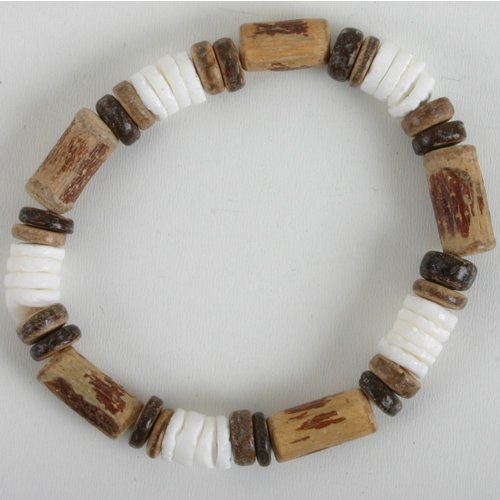 Icon Mens Icon White Shell With Wood Bracelet White