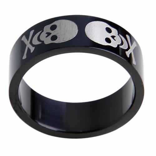  with this metal ring that has two etched skull and cross bones